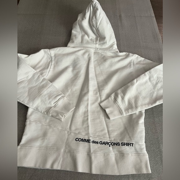[S]Supreme Comme Des Garcons Split White Hoodie with Black Logo - Picture 4 of 11